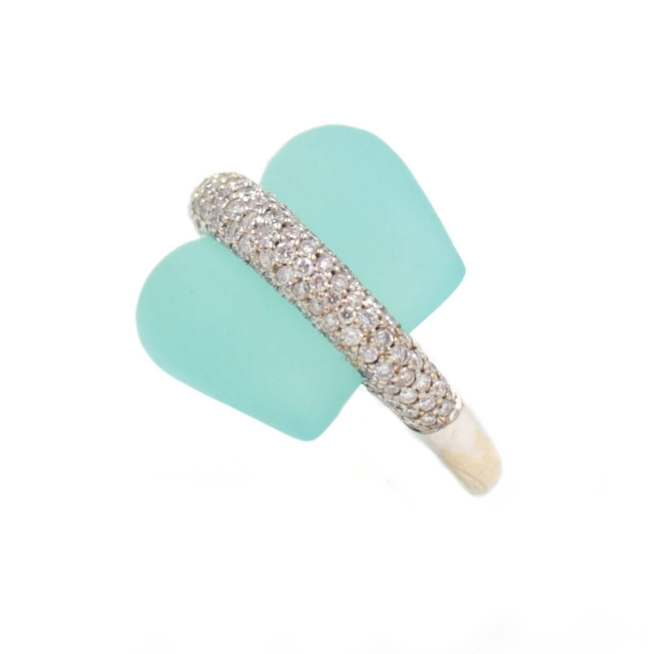 Ionescu Design Aquamarine Diamond Gold Ring In New Condition For Sale In Santa Fe, NM