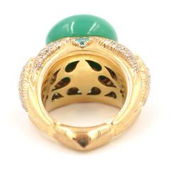 Australian Chrysophrase Paraiba Tourmaline Diamond Gold Taj Mahal Ring