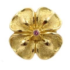 Purple Diamond Gold Flower Shaped Earrings