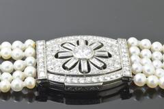 Platinum, Gold, Diamond and Pearl Choker Necklace