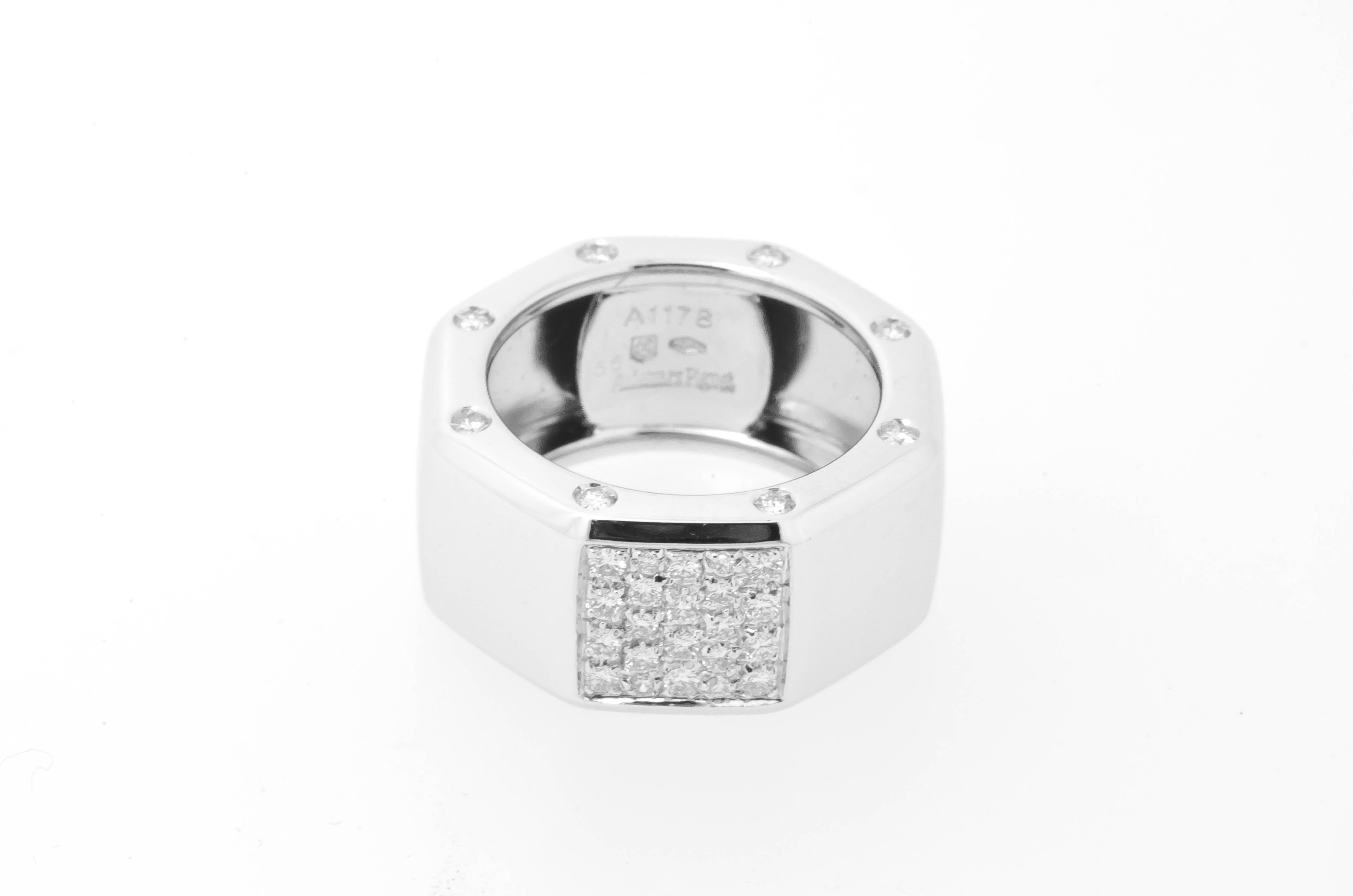 Women's or Men's Audemars Piguet 18 Karat White Gold and Diamond Ring For Sale