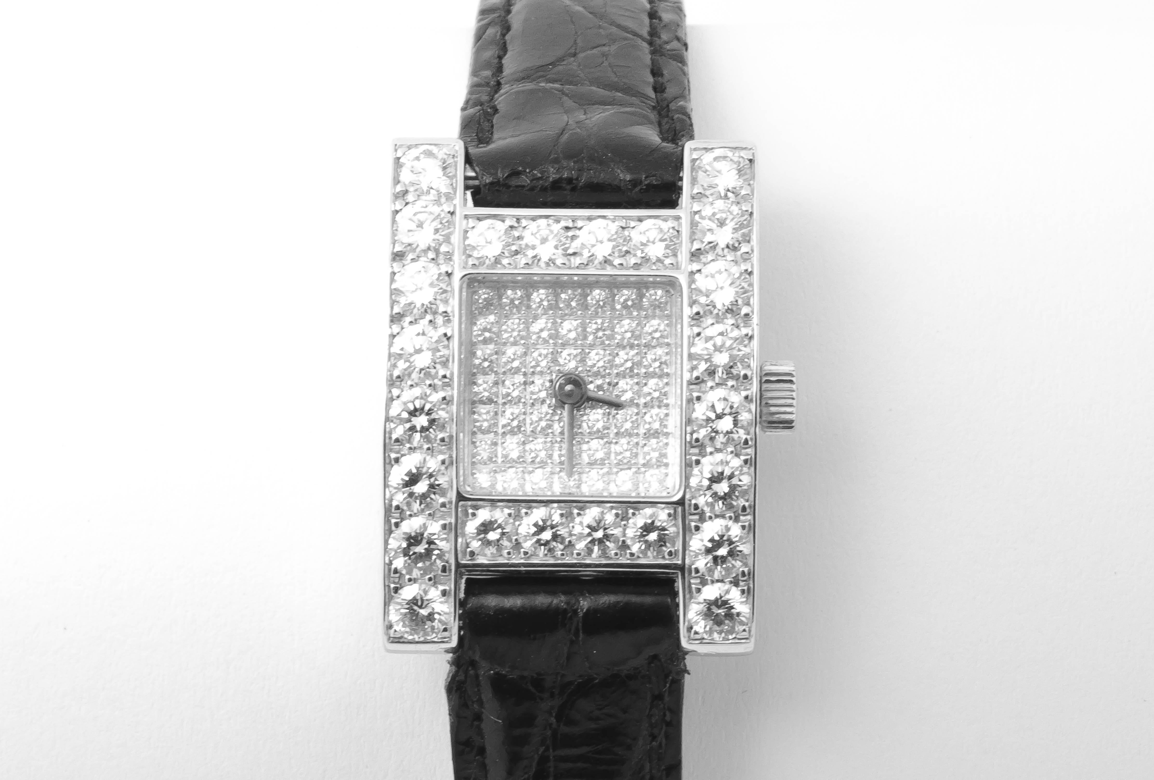 Women's White Gold & Diamond Chopard H Ladies Wristwatch