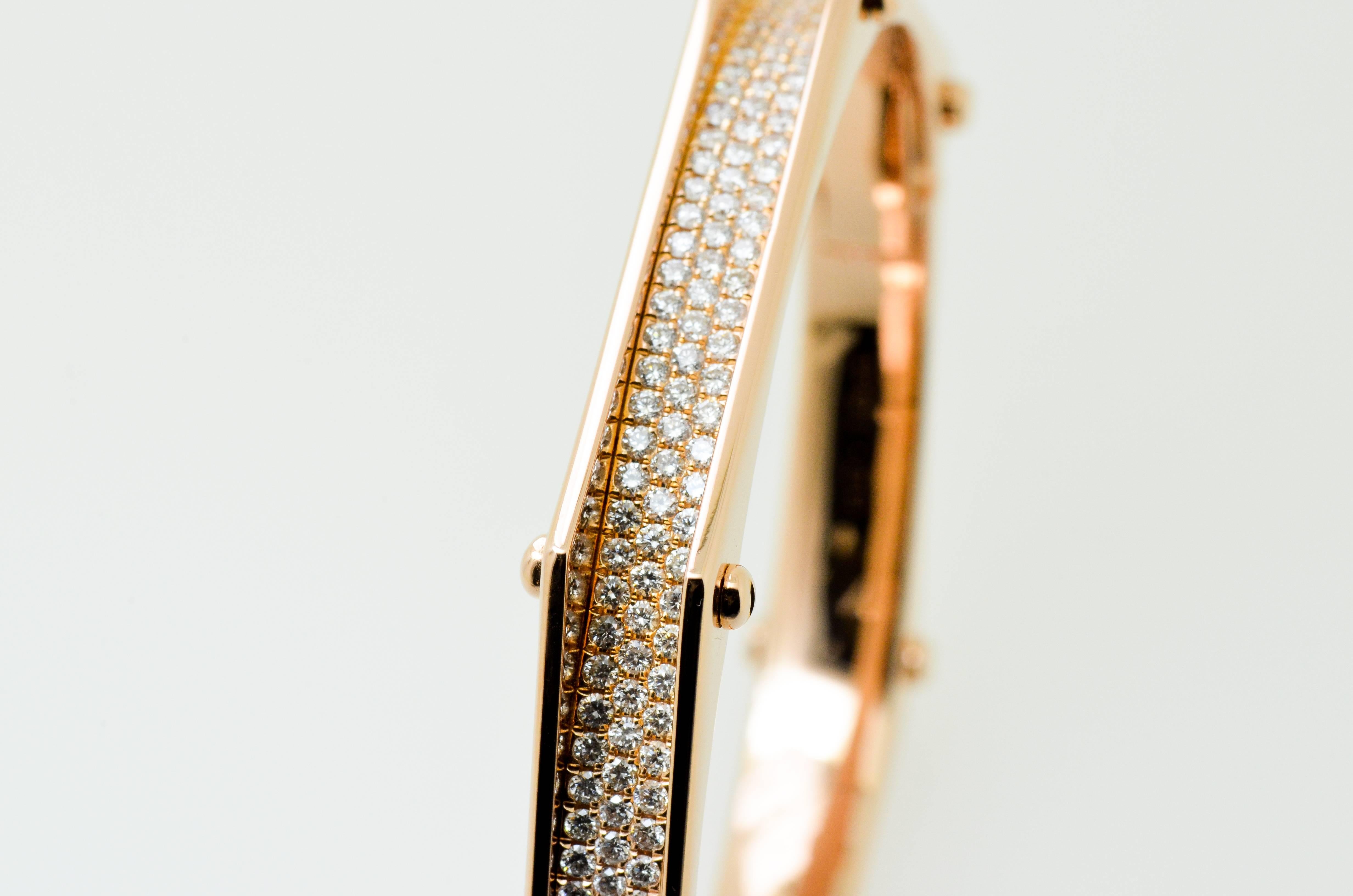 Rose Gold & Diamond Hexagon Bangle For Sale 3