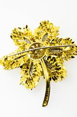 Large Diamond & Sapphire Gold Brooch