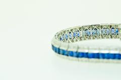 Blue Sapphire & Diamond White Gold Bracelet