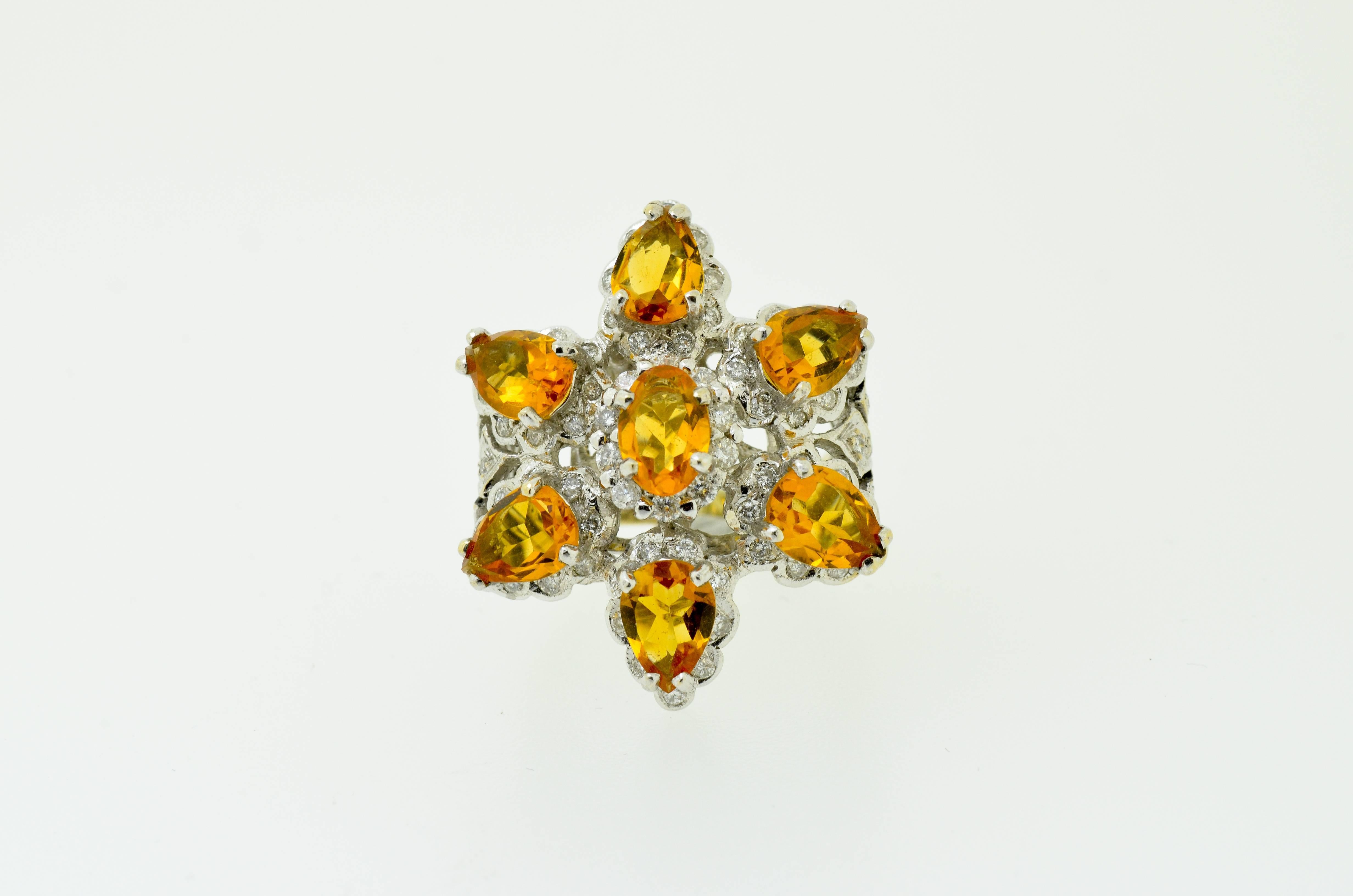 Citrine & Diamond Gold Ring In Good Condition For Sale In Fuengirola, Malaga