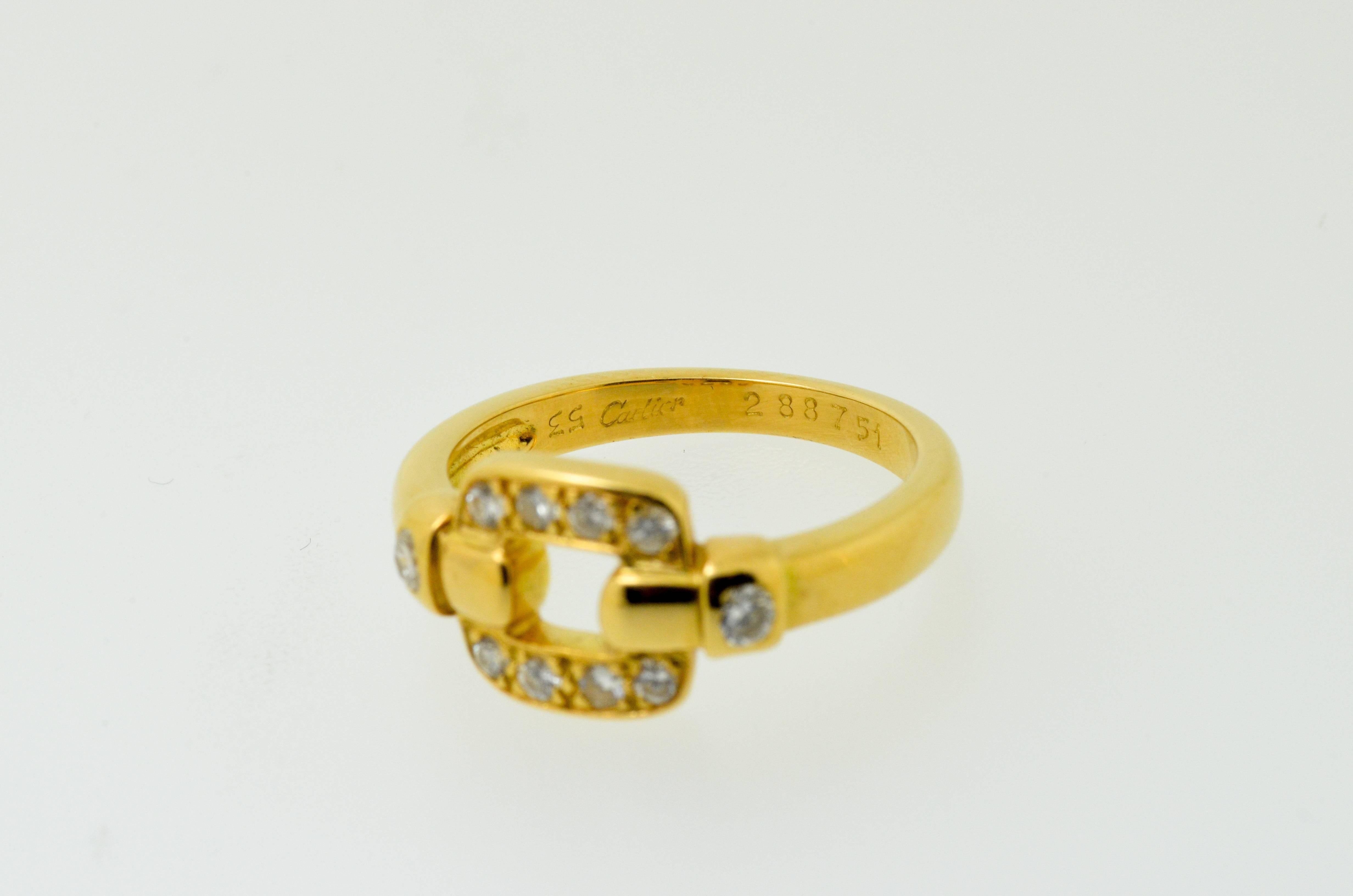 Cartier Yellow Gold and Diamond Open Buckle Ring In Excellent Condition For Sale In Fuengirola, Malaga