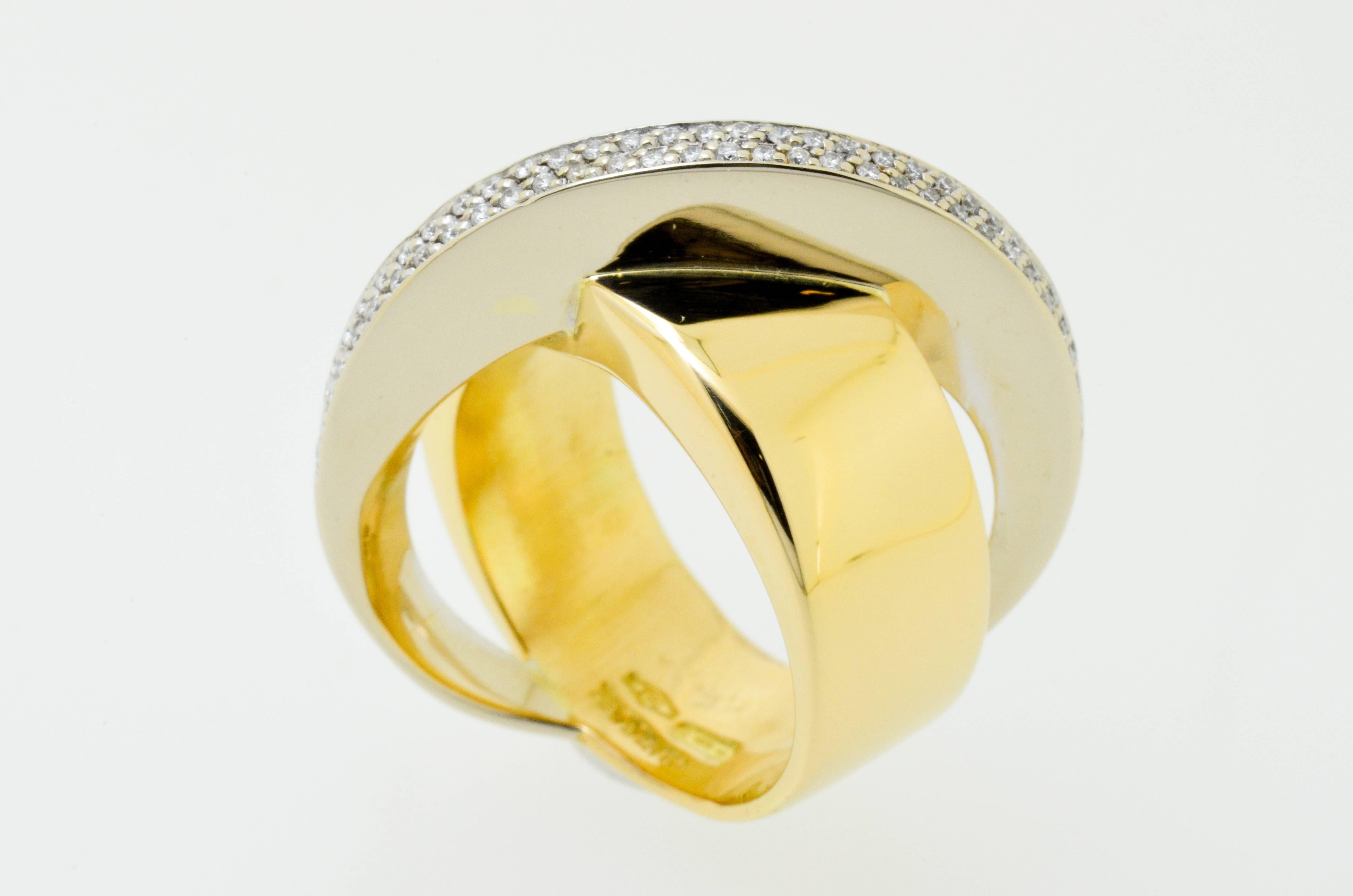 White & Yellow Gold Diamond Pesavento Ring In Excellent Condition For Sale In Fuengirola, Malaga