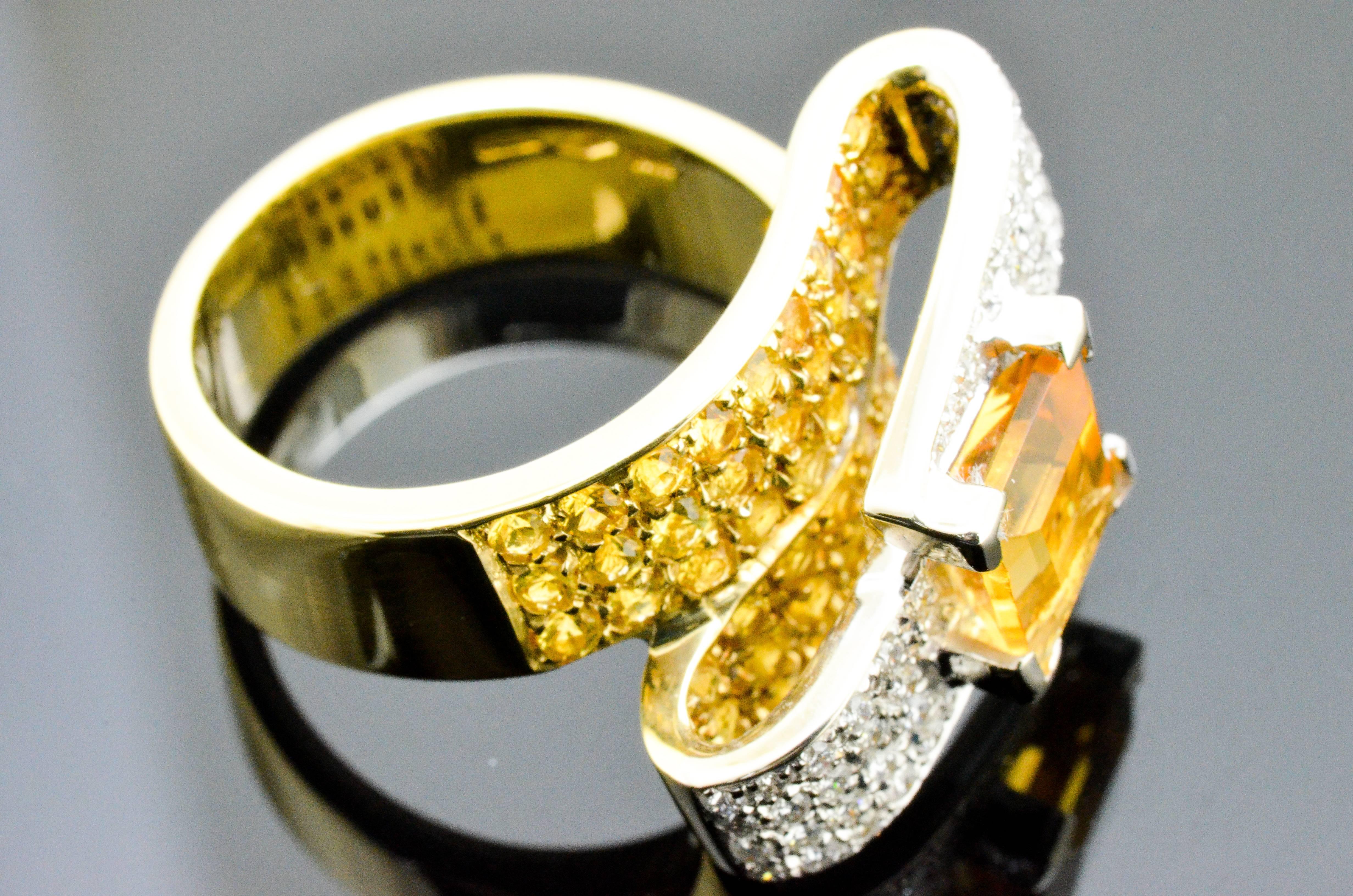 Women's Citrine & Diamond Gold Ring For Sale