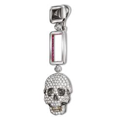 Stylish Single Earring White & Black Diamond White Gold Ruby Onyx Titanium