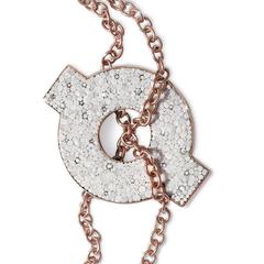 Stylish Necklace Rose Gold White Diamond Silver hand Decorated with Micromosaic