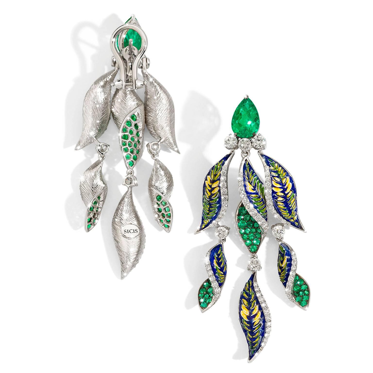 Fern.

Hundreds of Micro Mosaic tesserae, set by hands of unrivaled talent, form soft and flowing leaves that are accompanied by extraordinary emeralds that enhance their royal beauty, along with diamonds placed as dewy drops.

The Micro Mosaic of