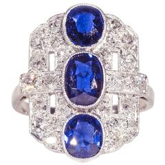 Art Deco Sapphire Diamond Cocktail Ring