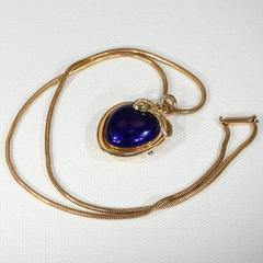 Victorian Blue Enamel Snake Heart Pendant Necklace, 1851