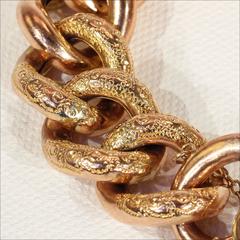 Antique Victorian Gold Curb Link Heart Lock  Bracelet