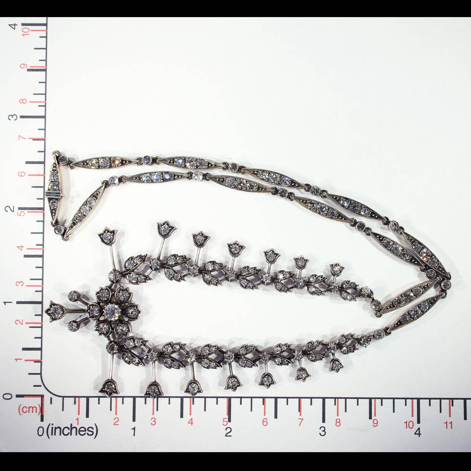 Women's Antique Victorian Floral Design Diamond Necklace  For Sale