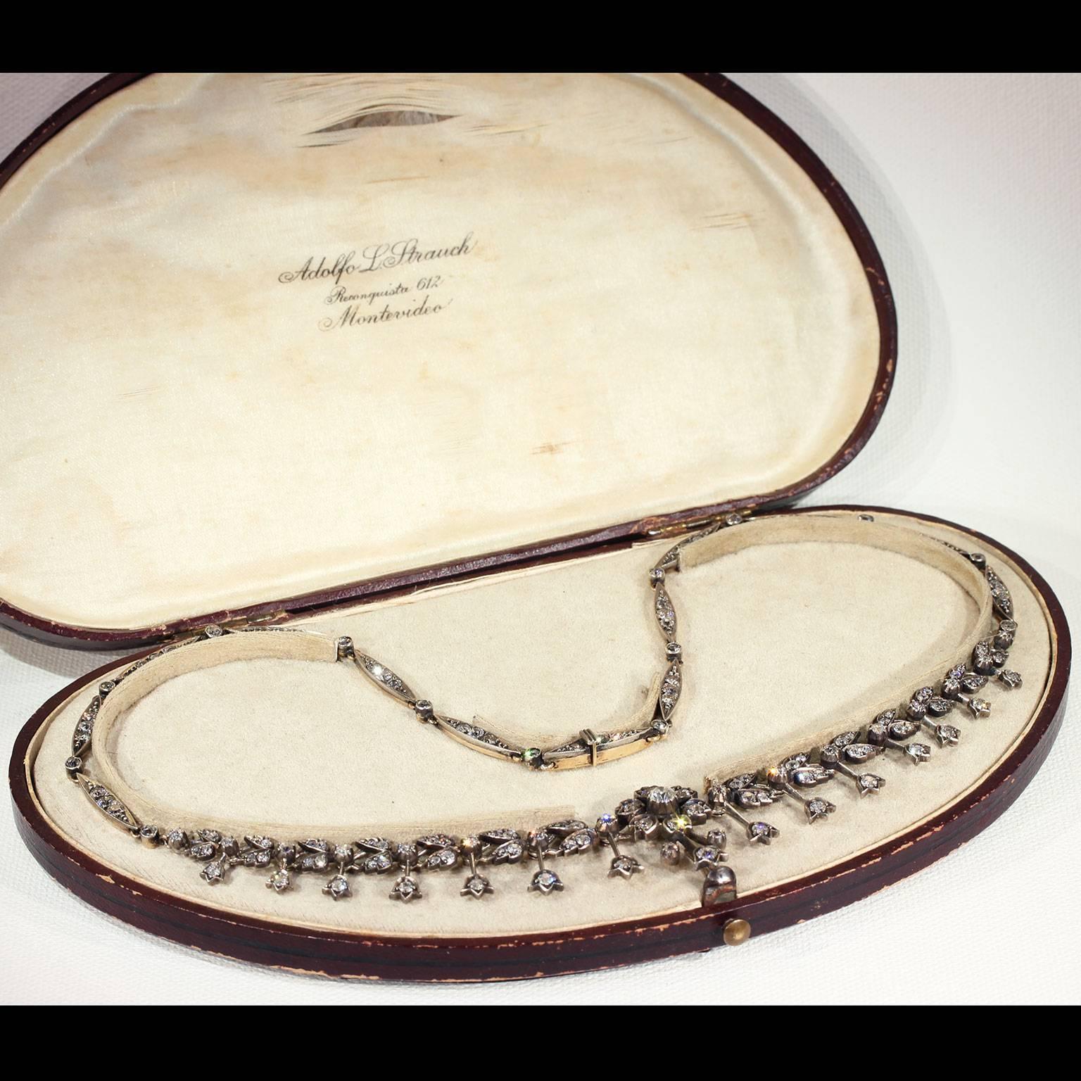 Antique Victorian Floral Design Diamond Necklace  For Sale 1