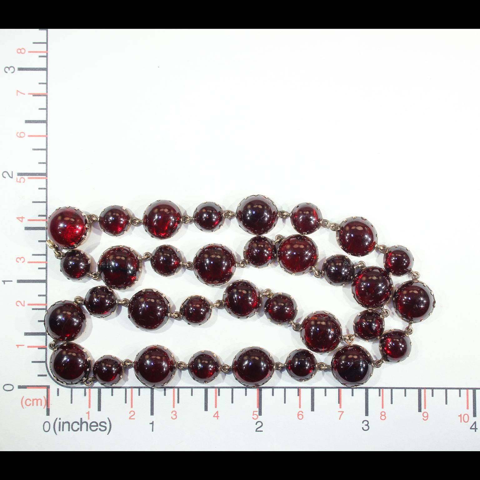 Antique Georgian Gold Cabochon Garnet Necklace For Sale 3