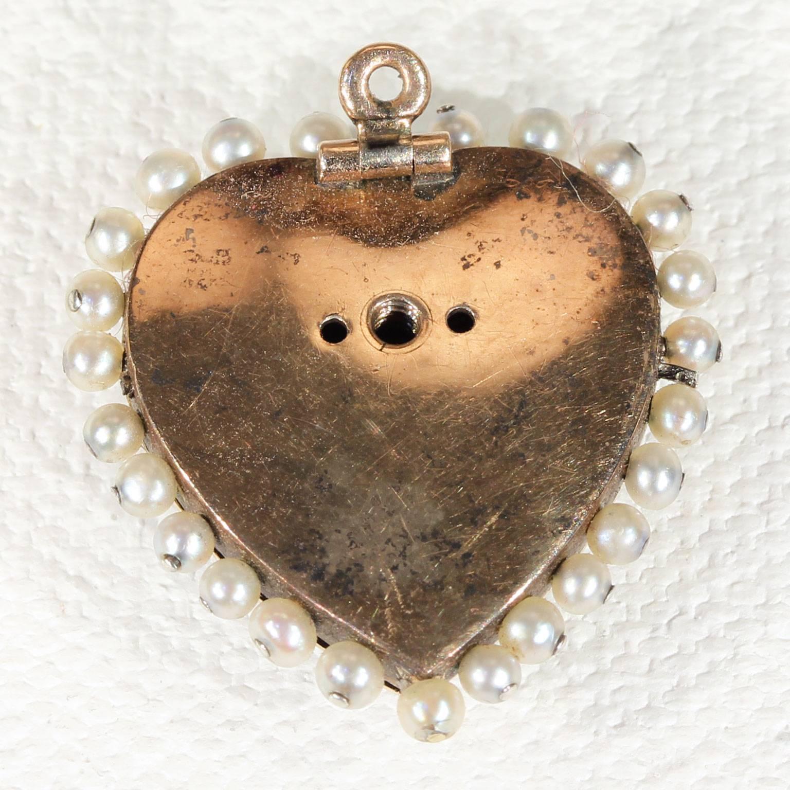Victorian Convertible Pearl Diamond Bangle Pendant Enamel Heart 5