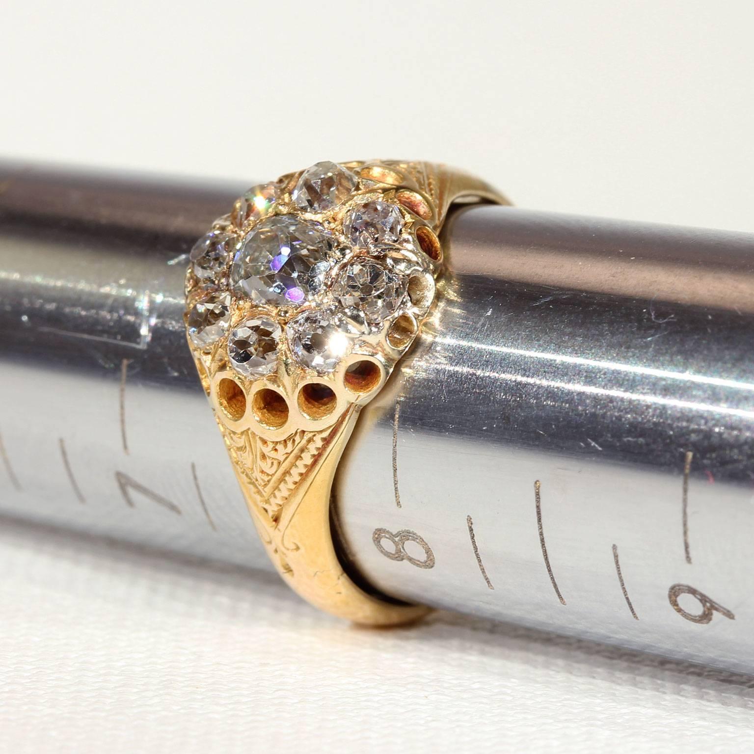 Victorian Diamond Cluster Engagement Ring For Sale 3