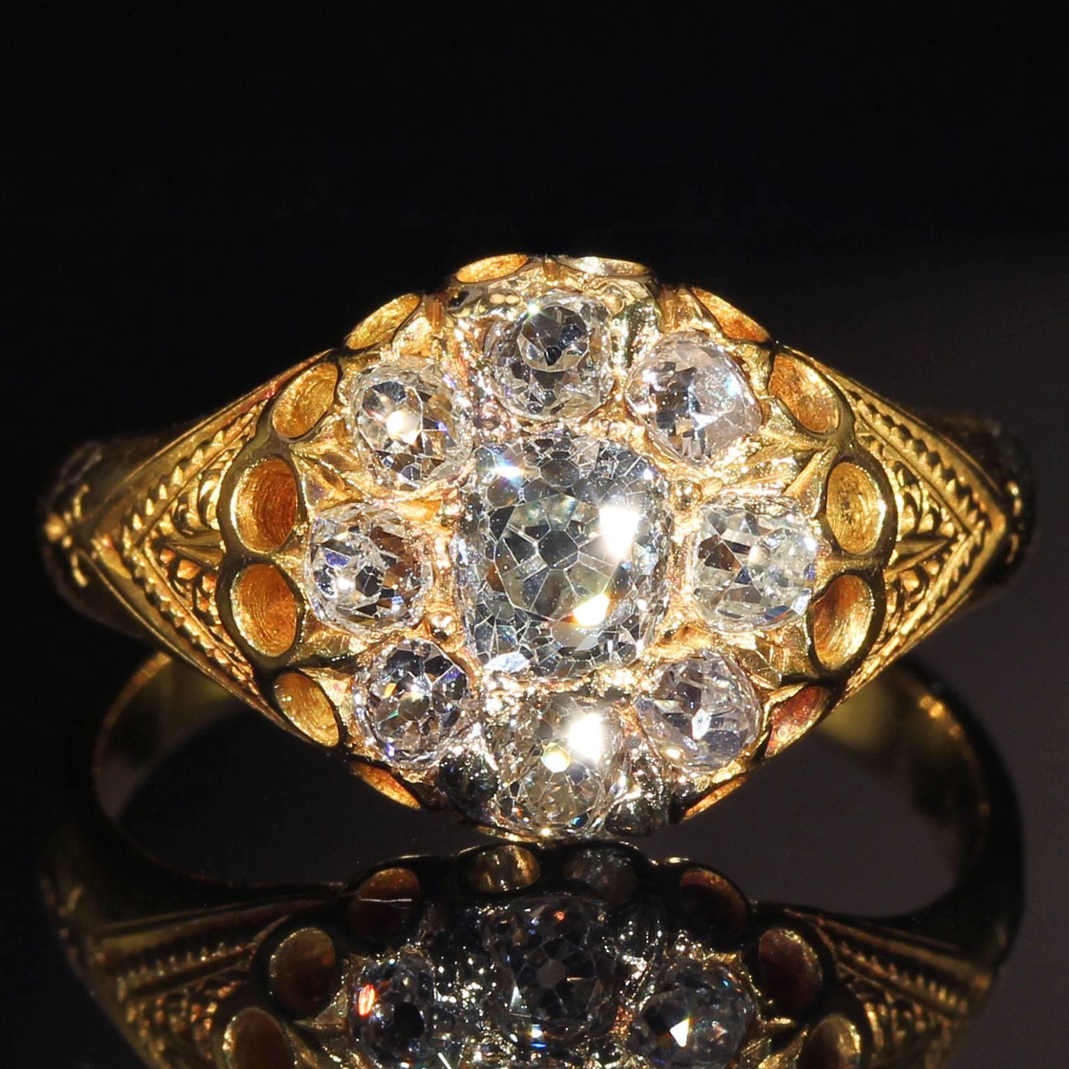 Victorian Diamond Cluster Engagement Ring For Sale 4