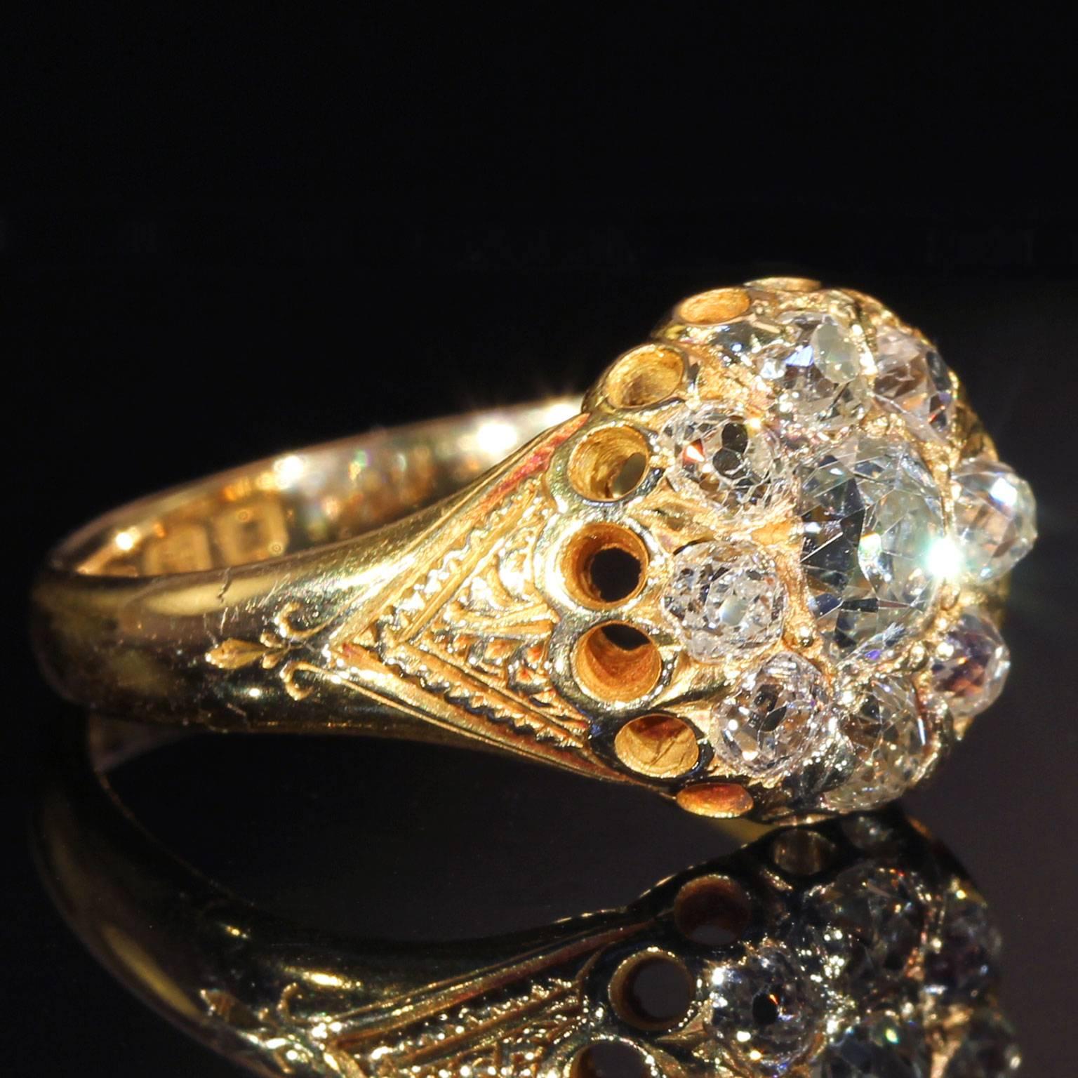 Victorian Diamond Cluster Engagement Ring For Sale 5