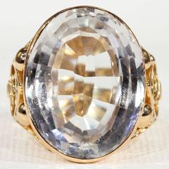 1950s Aquamarine Gold Ring Neoclassical