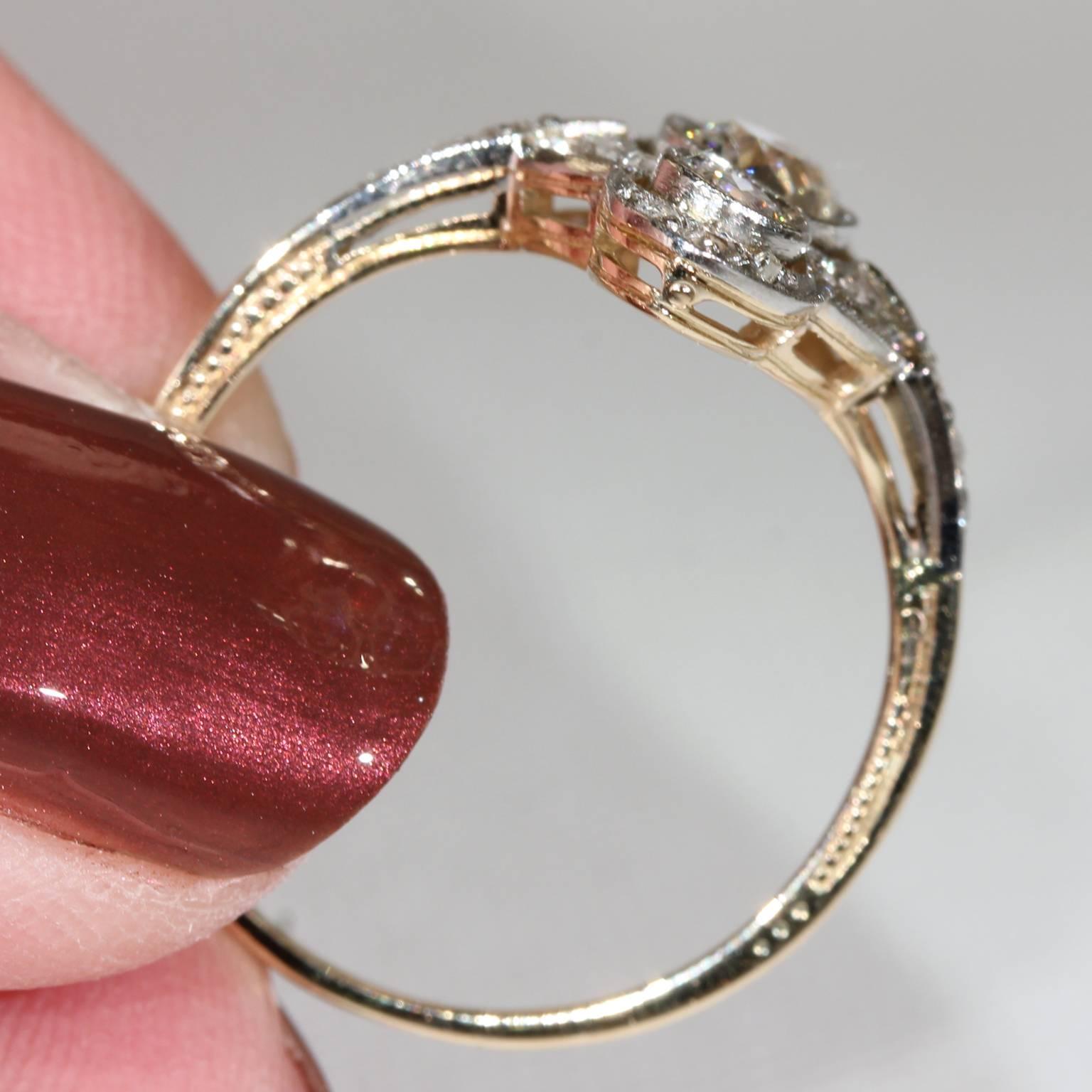Women's or Men's Edwardian Old European Cut Diamond Engagement Ring For Sale