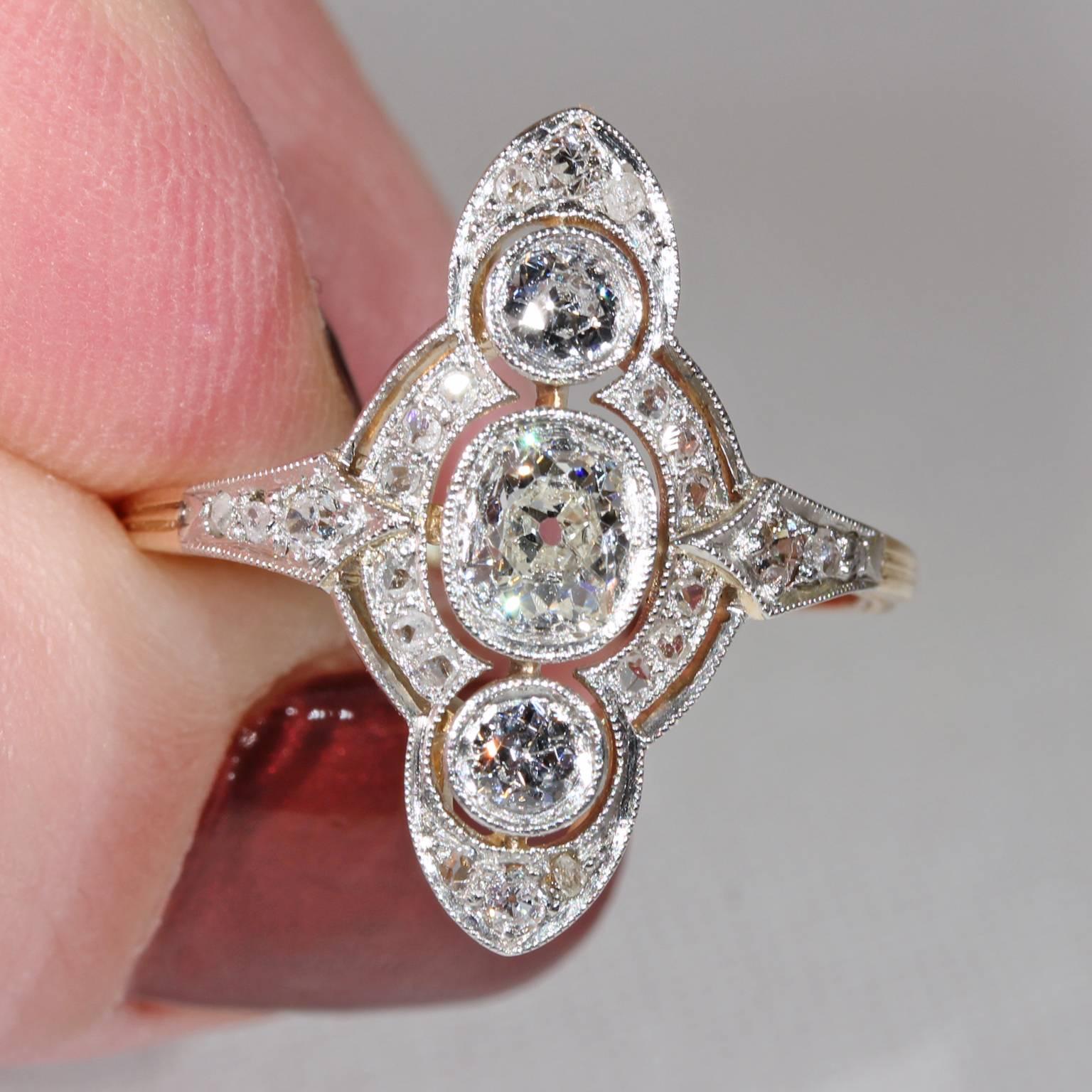 Edwardian Old European Cut Diamond Engagement Ring For Sale 1