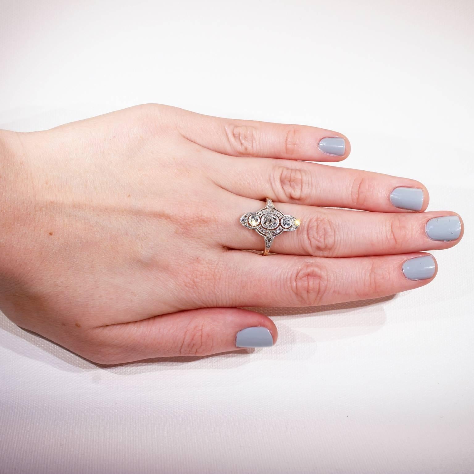 Edwardian Old European Cut Diamond Engagement Ring For Sale 4