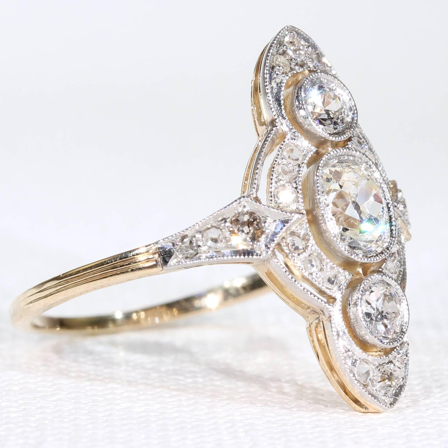 Edwardian Old European Cut Diamond Engagement Ring For Sale 5