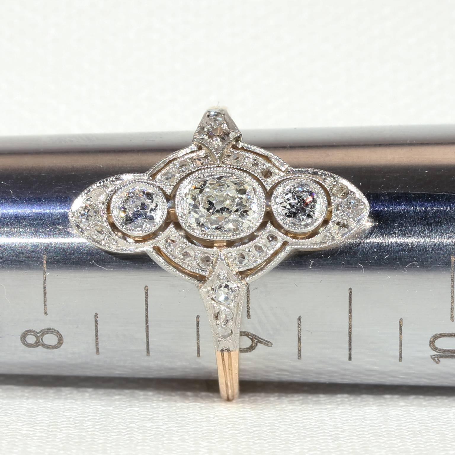 Edwardian Old European Cut Diamond Engagement Ring For Sale 6