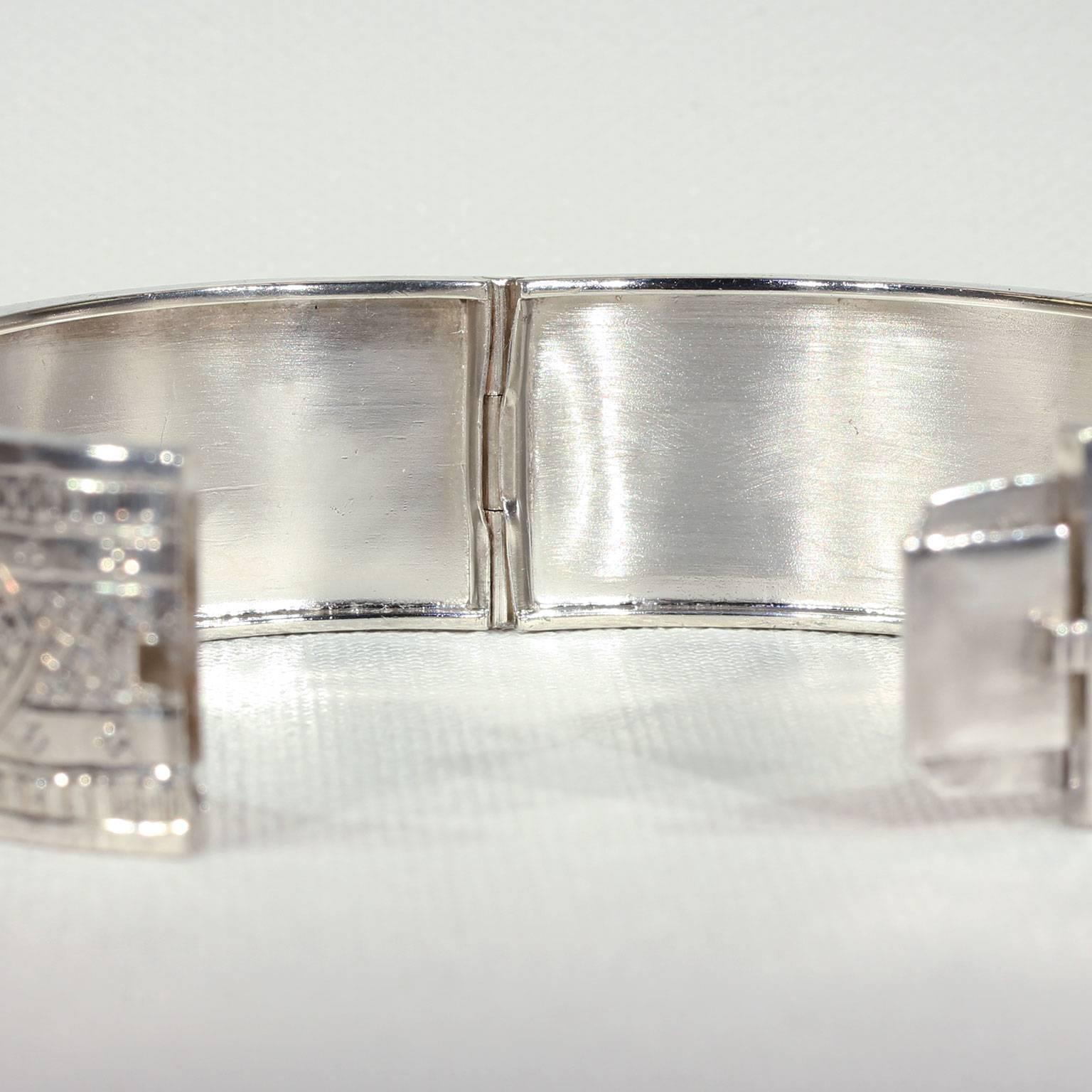 Victorian Three-Tone Silver Bangle Floral Motif In Good Condition For Sale In Middleton, WI