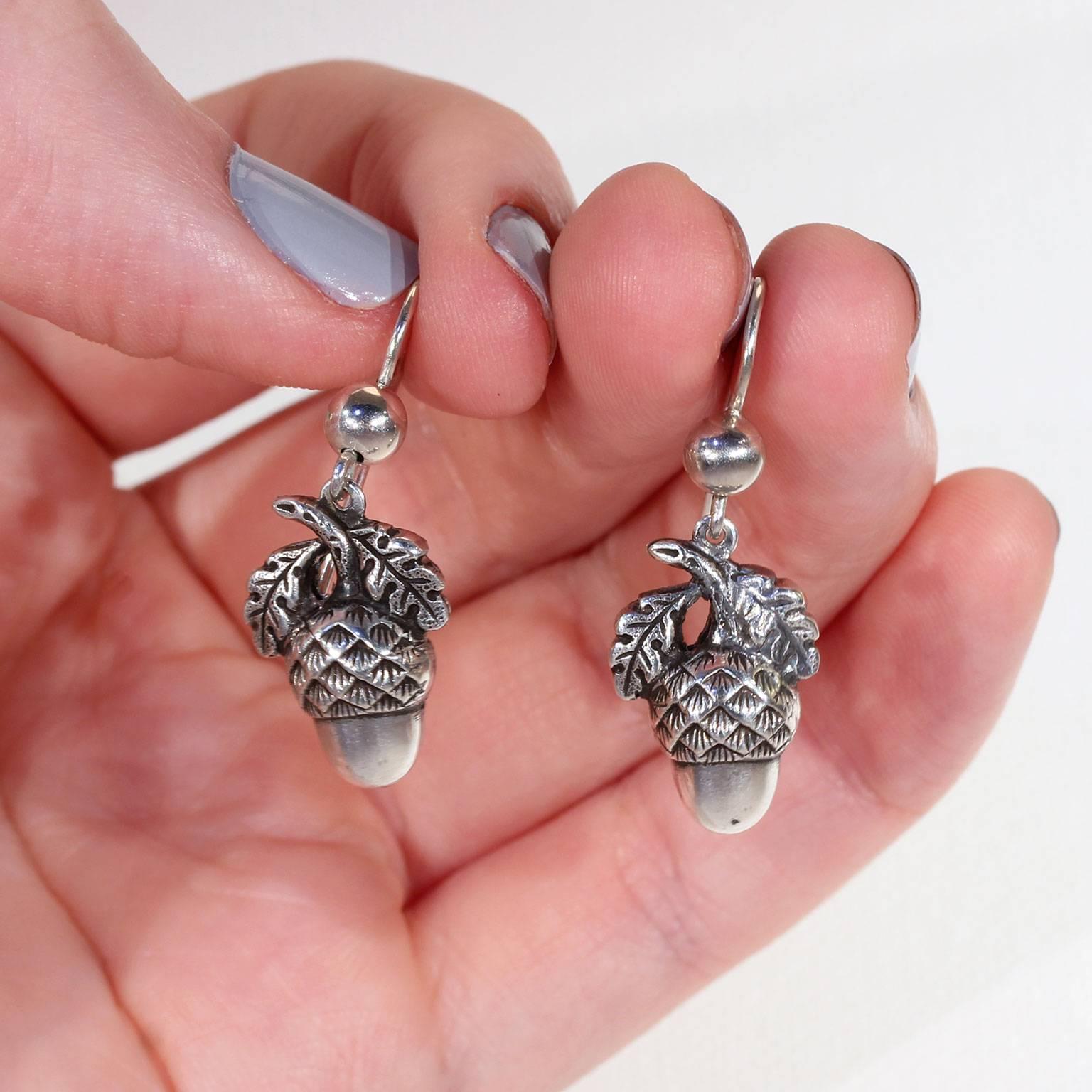 Victorian Silver Acorn Earrings 1