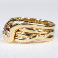 Victorian Single Diamond Head Snake Ring