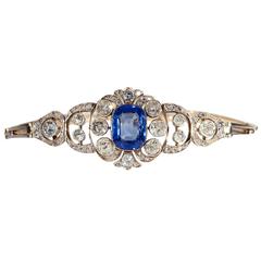 Pre-Revolutionary Russian Untreated Ceylon Sapphire and Diamond Bracelet