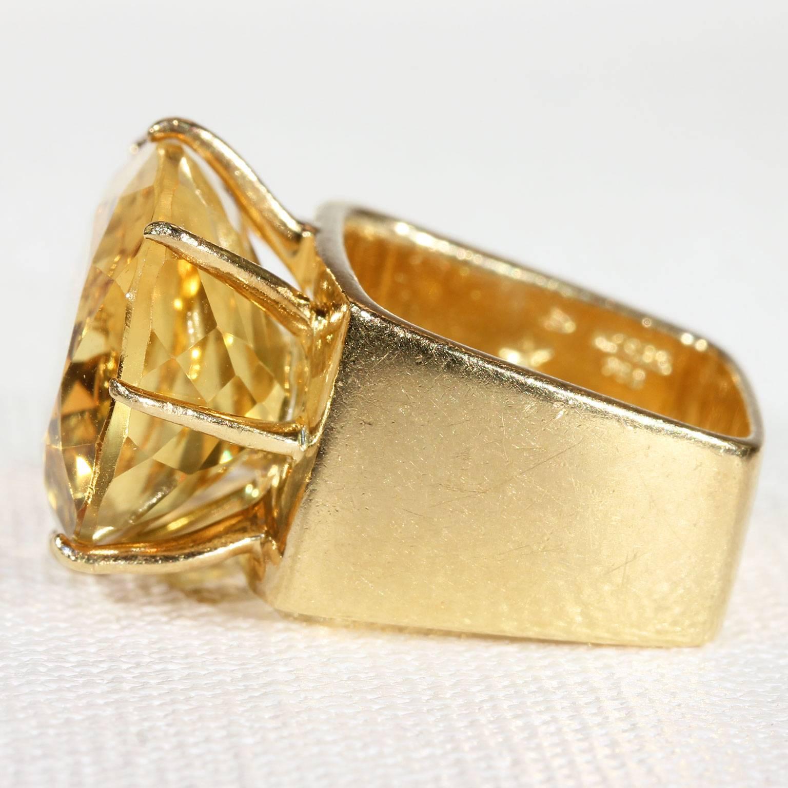 Modernist Citrine Sapphire Diamond Gold Ring In Excellent Condition For Sale In Middleton, WI