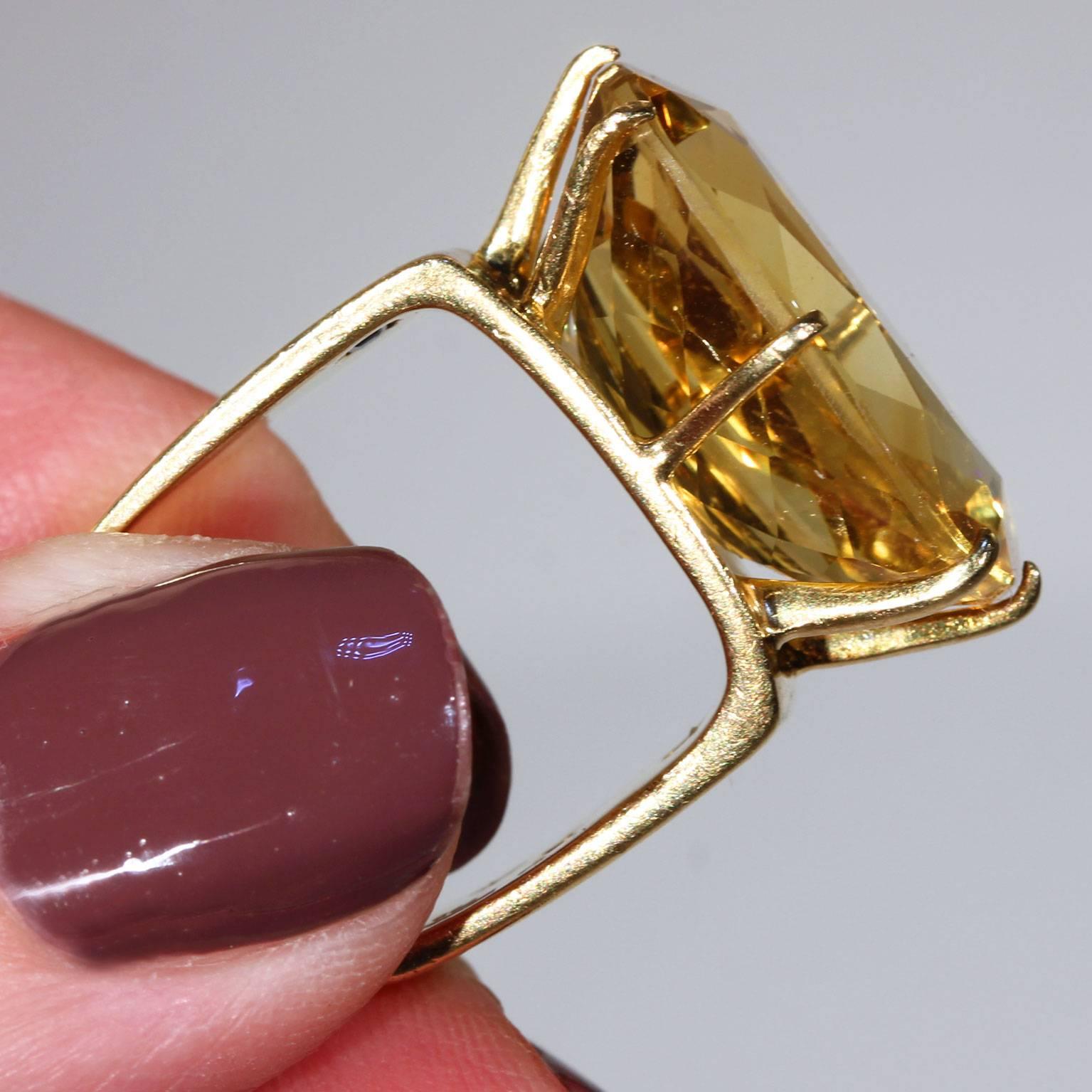 Women's or Men's Modernist Citrine Sapphire Diamond Gold Ring For Sale