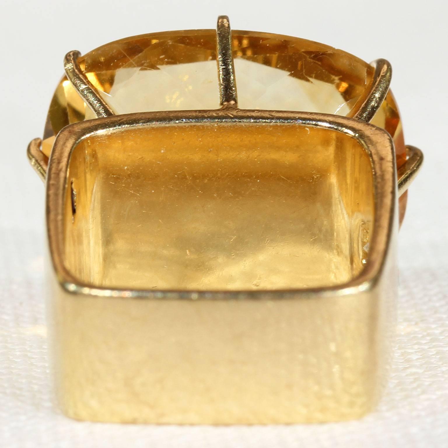 Modernist Citrine Sapphire Diamond Gold Ring For Sale 1
