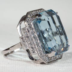 26 Carat Aquamarine Diamond Cocktail Ring