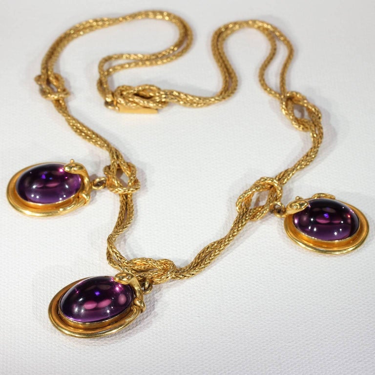 Victorian Amethyst Gold Snake Necklace Earrings Set For Sale at 1stDibs ...
