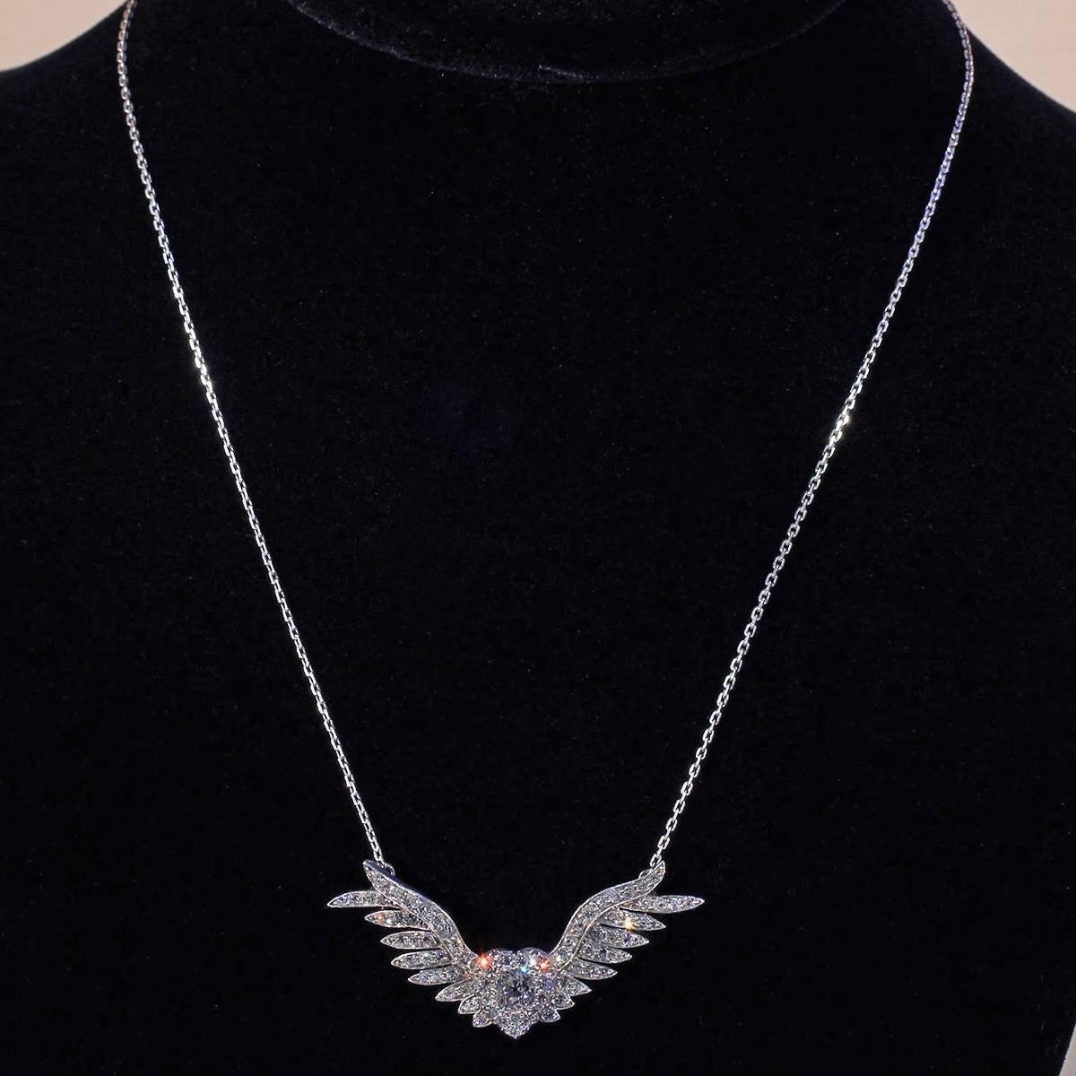 This fabulous Victorian Heart and Wings necklace was made in England in the Aesthetic period  (1885-1901) at the end of the 19th century, during which jewelry took on a sense of whimsy and lightheartedness. It is fully hand crafted, down to the