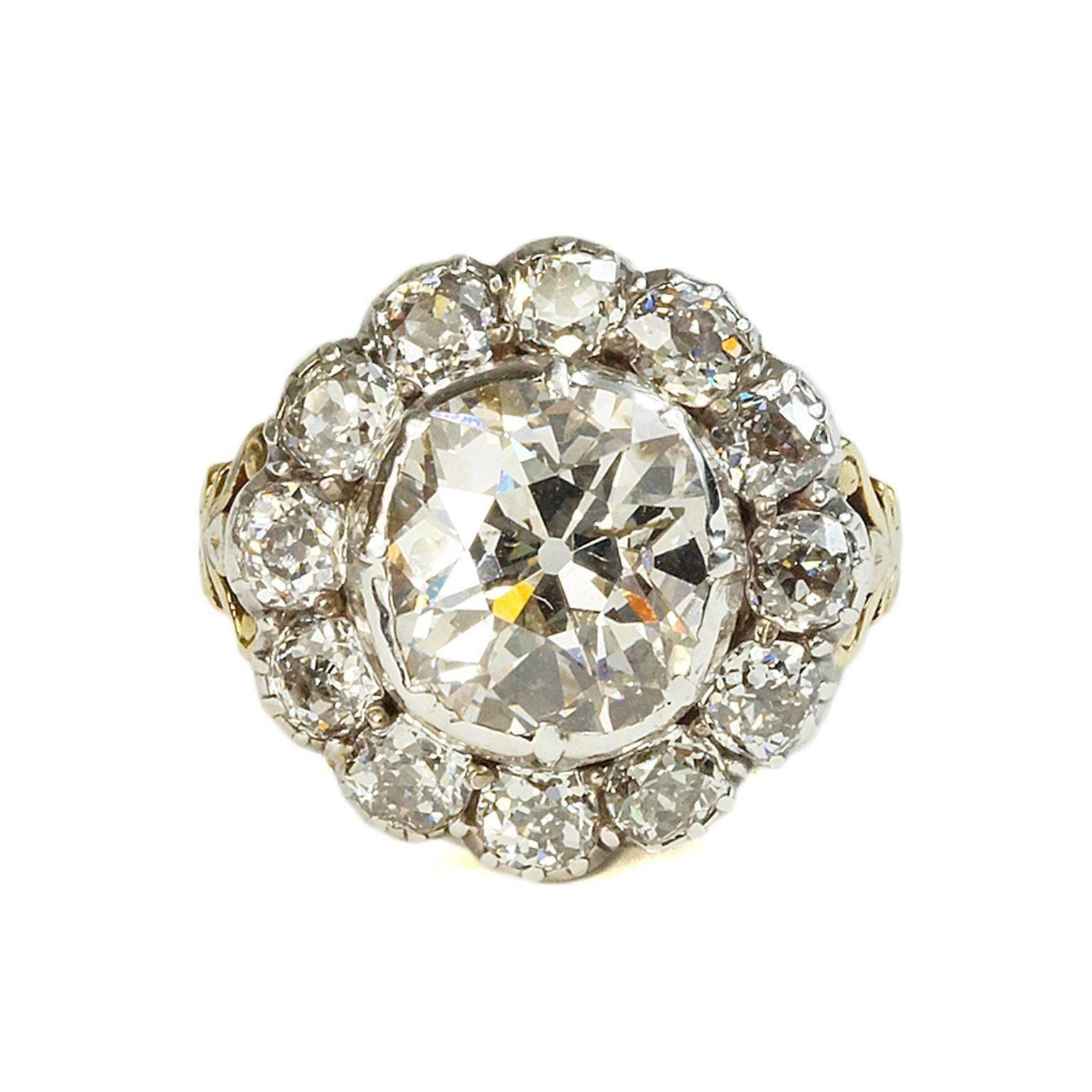 Old European Cut Victorian 19th Century Diamond Ring 8 Carat For Sale
