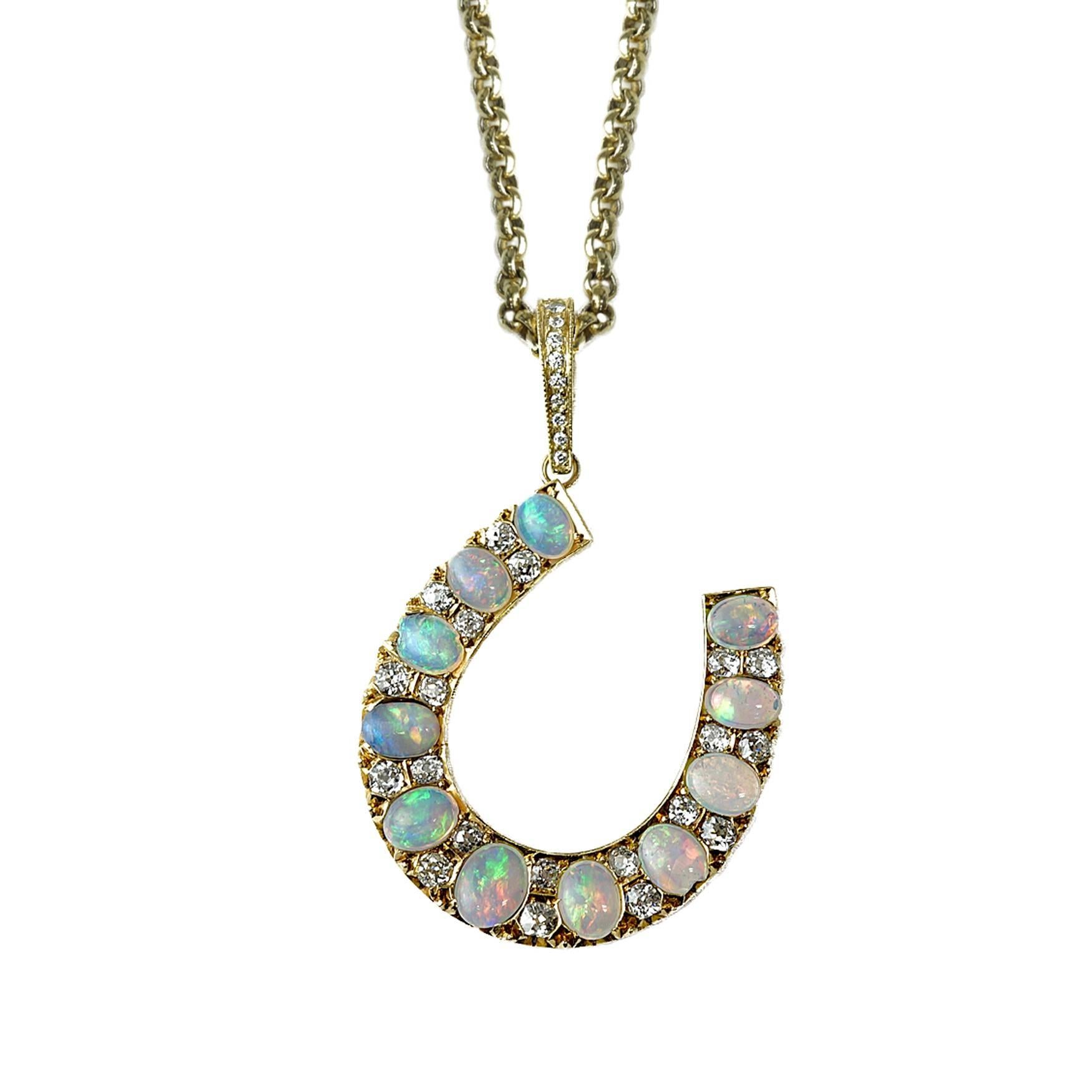 Victorian Opal and Diamond Horseshoe For Sale