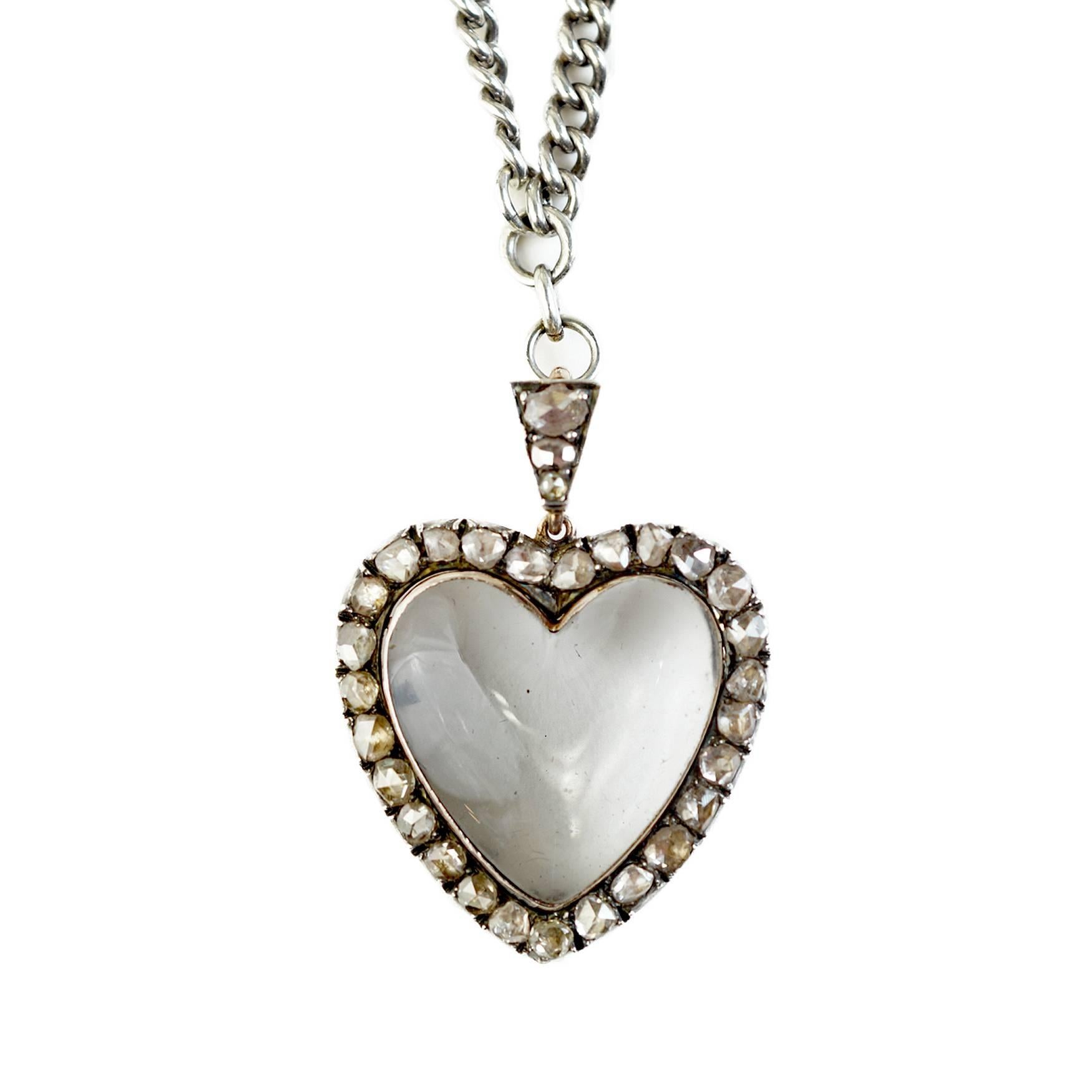 Old Mine Cut Diamond Heart, circa 1820 For Sale