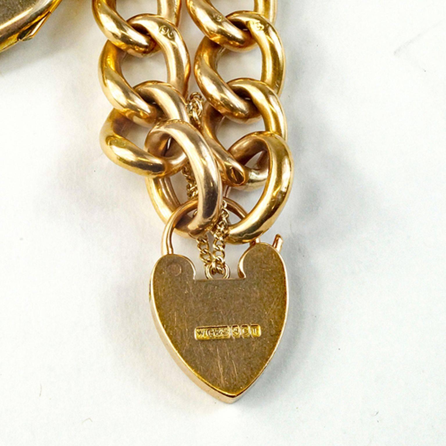 Antique Gold Heart Charm/Locket Bracelet  2