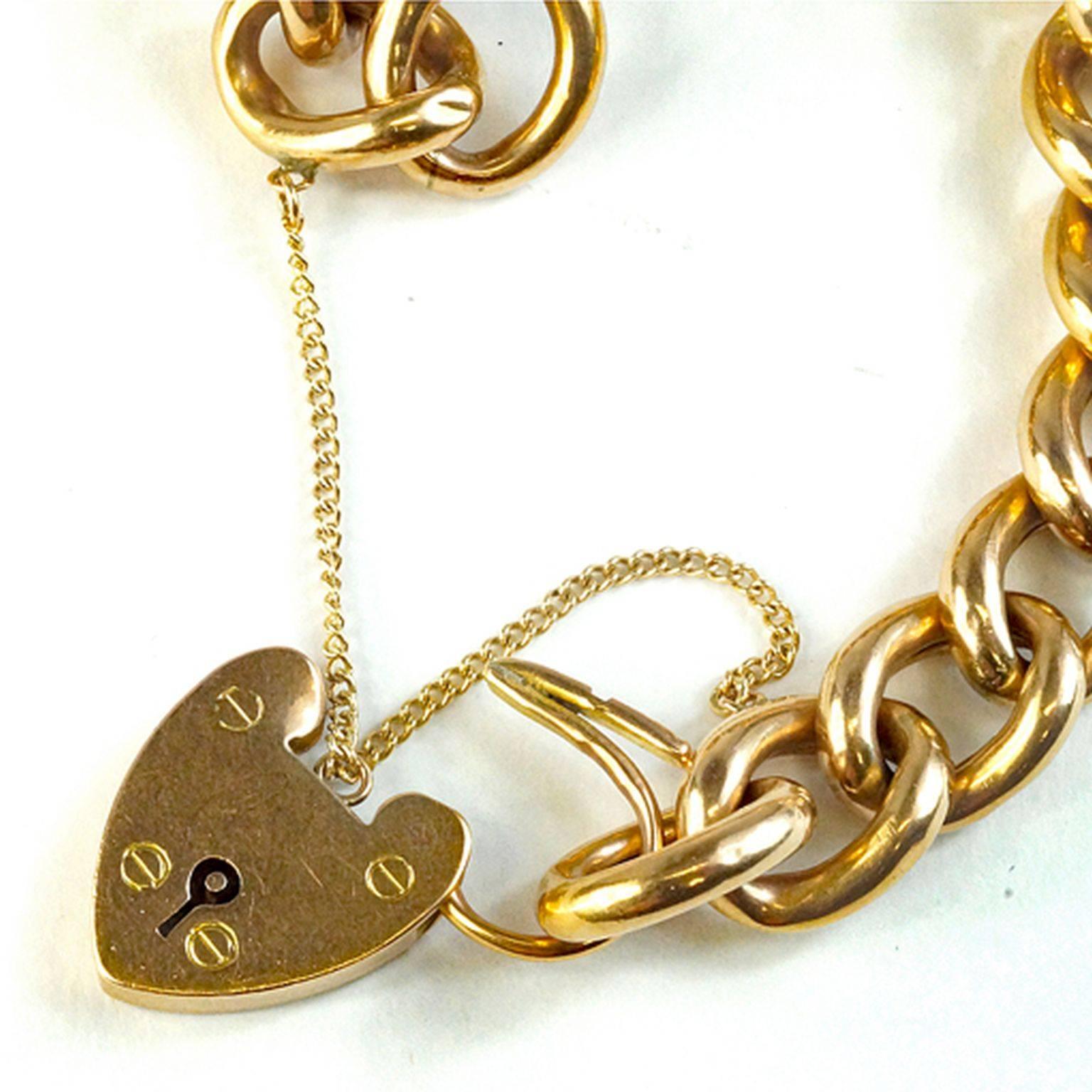 Antique Gold Heart Charm/Locket Bracelet  3