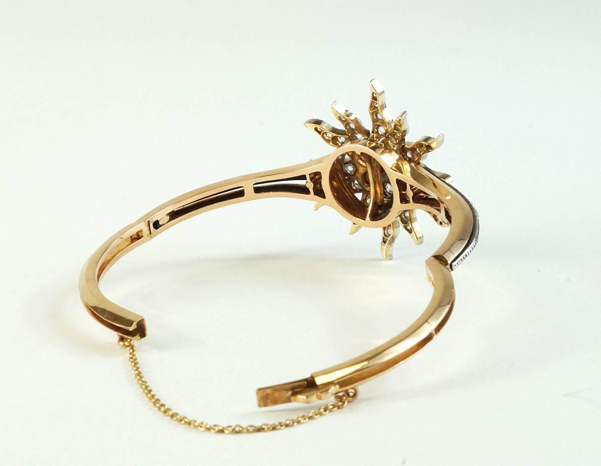 Victorian Diamond Starburst Bangle Bracelet For Sale