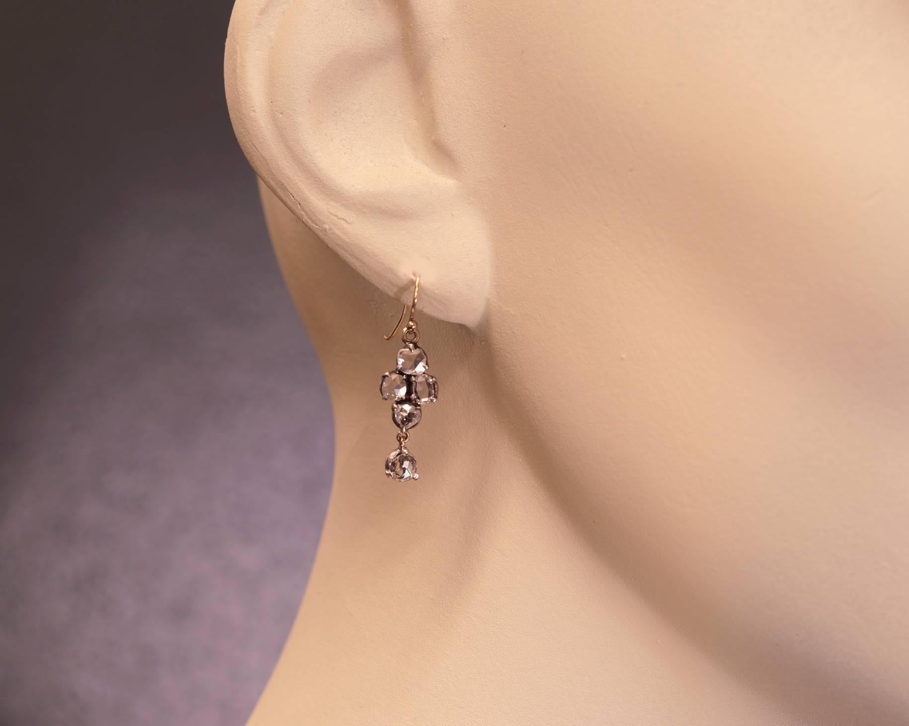 Women's Victorian Rose Cut Diamond Earrings For Sale