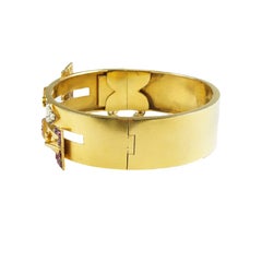 Ruby and Pearl Double Buckle Bangle Bracelet